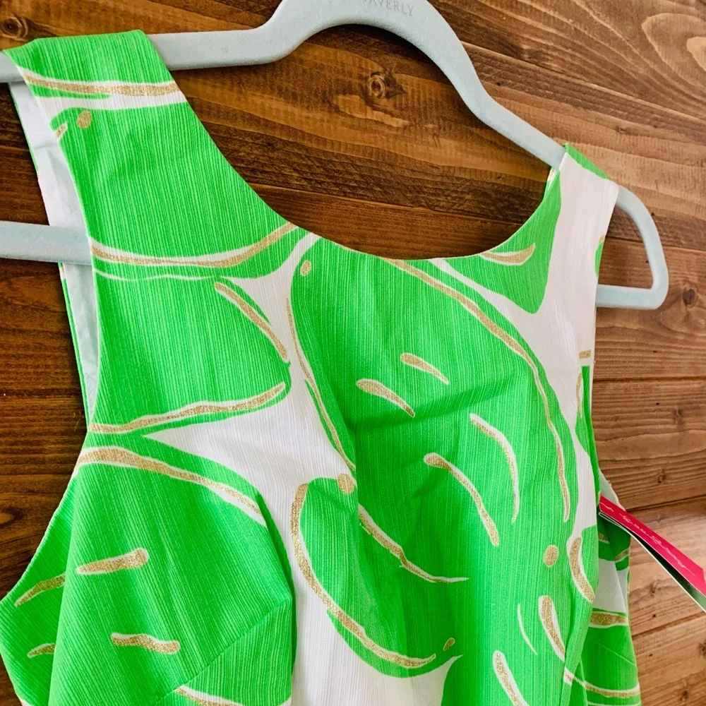 Lilly Pulitzer Womens Resort Stinger Glitter Green Bee Shift Delia Dress - Picture 5 of 7